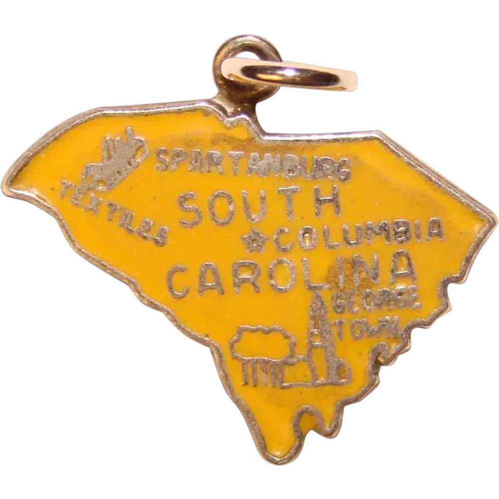 Sterling & Enamel SOUTH CAROLINA Vintage Charm - … - image 1