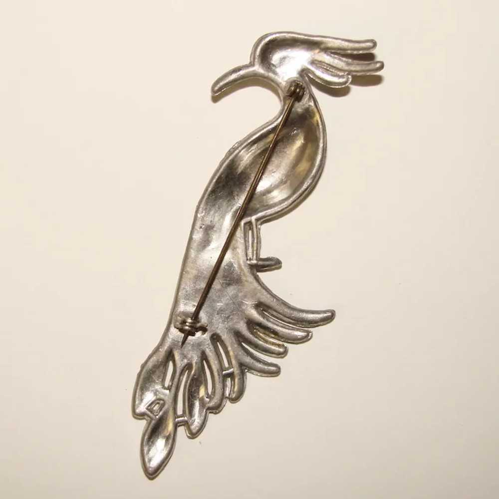 Fabulous ART DECO Rhinestone Bird Design Brooch - image 2