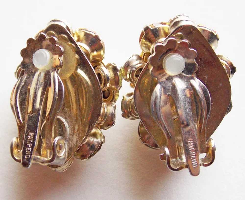 Gorgeous Amber & Yellow Rhinestone Vintage Earrin… - image 2