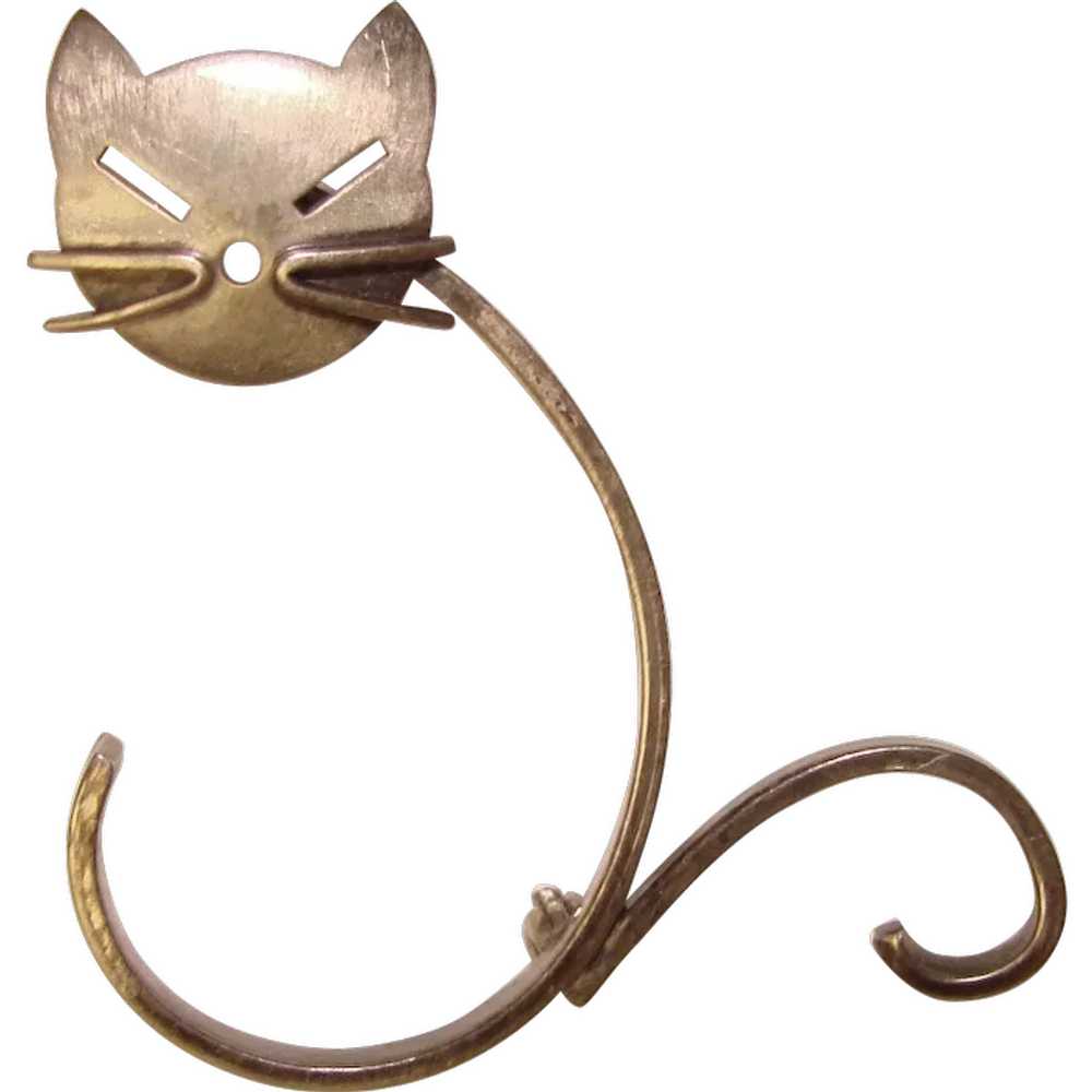 Awesome Beau Sterling MODERNIST CAT Vintage Brooch - image 1