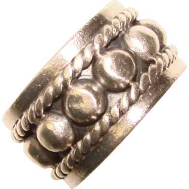 Gorgeous MEXICAN STERLING Vintage Wide Band Raise… - image 1