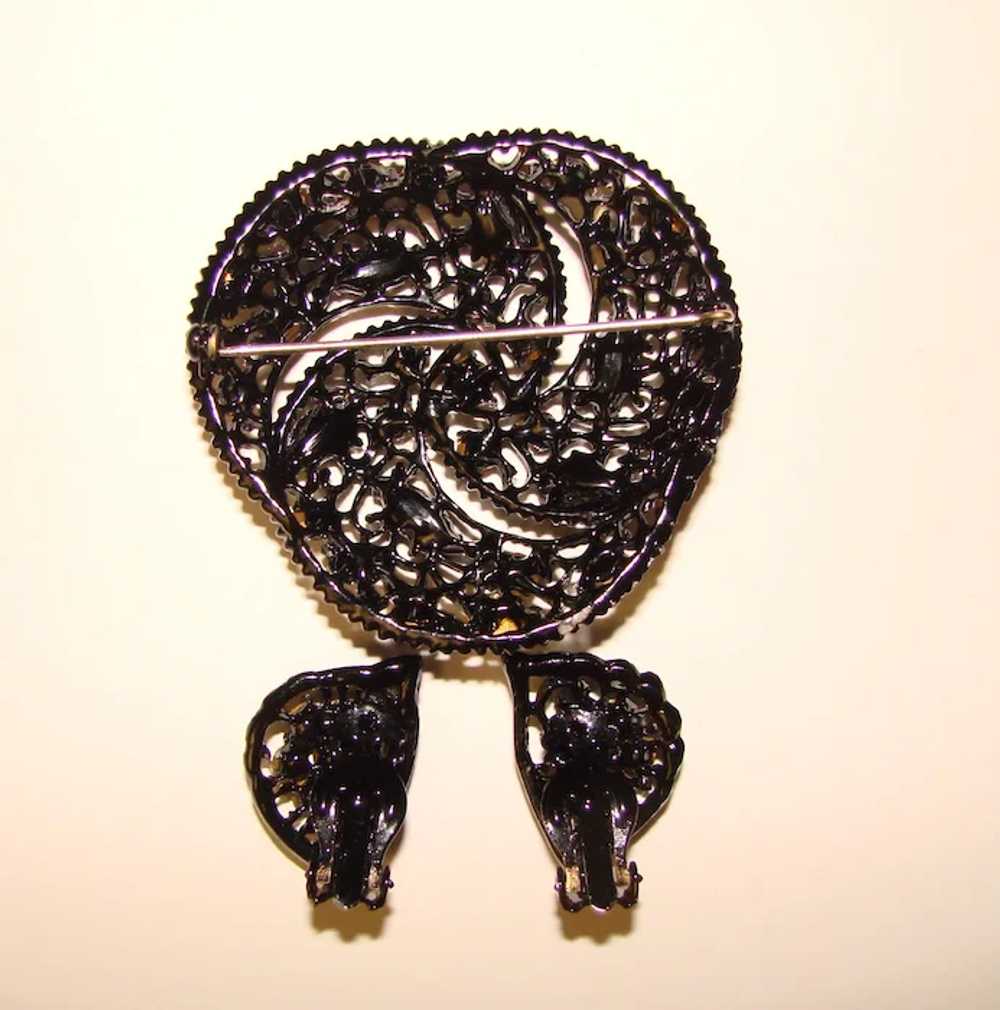 Fabulous Black on Black Vintage Rhinestone Brooch… - image 2