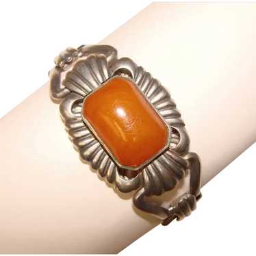 Fabulous 835 Silver AMBER Vintage Bracelet - image 1