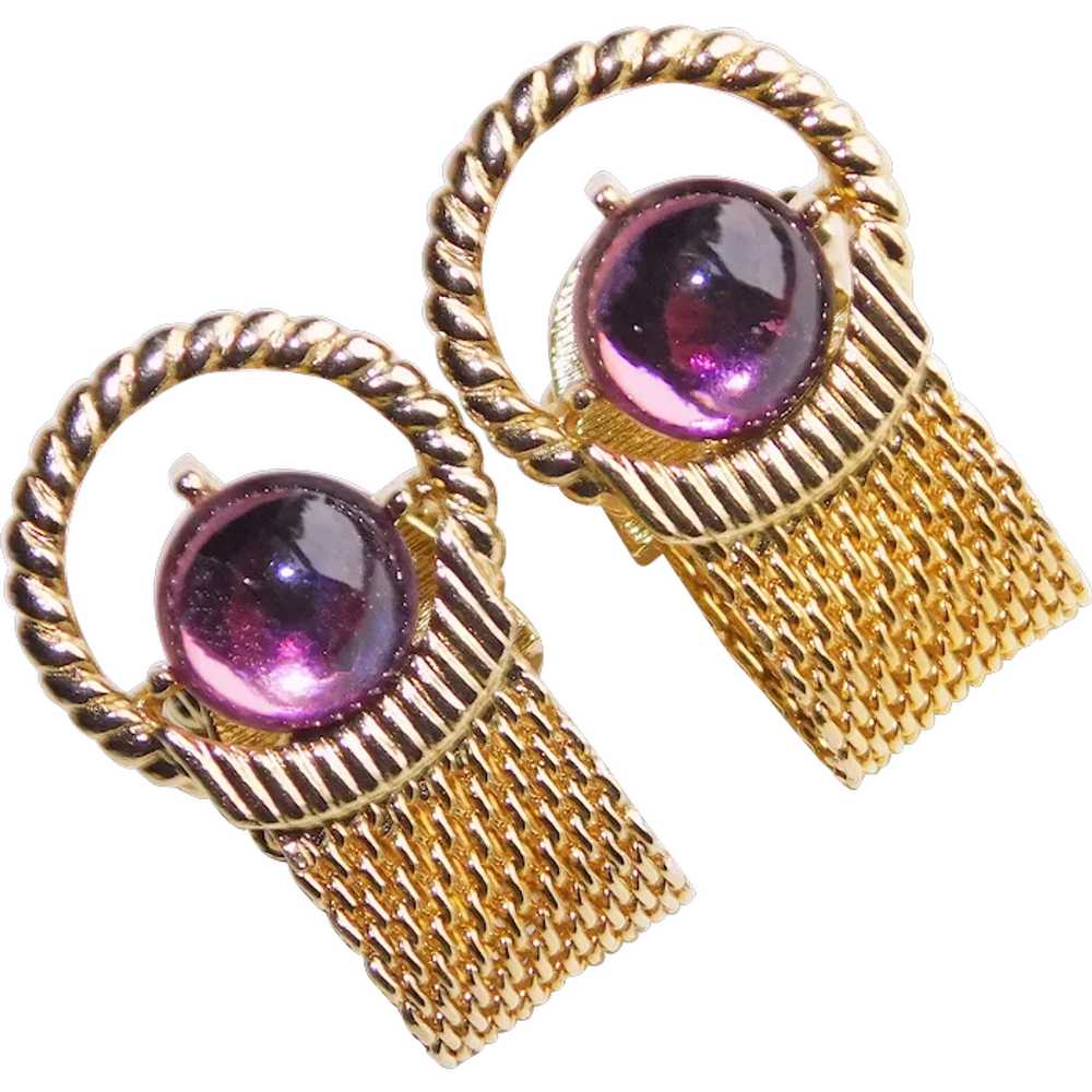 Awesome PURPLE GLASS Glowing Stones Mesh Wrap Cuf… - image 1