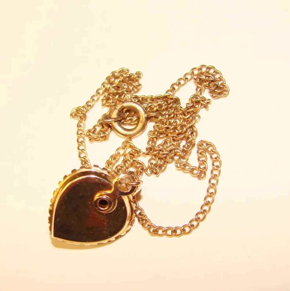 Fabulous FOIL GLASS Rhinestone Vintage Heart Pend… - image 2