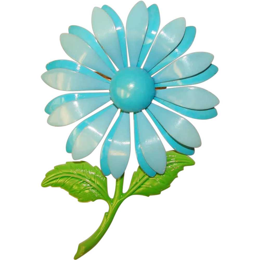 Gorgeous FLOWER POWER 1960s Blue Flower Vintage B… - image 1