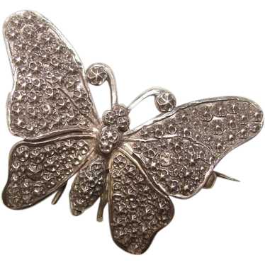 Gorgeous Antique BUTTERFLY Impressed Repousse Bro… - image 1
