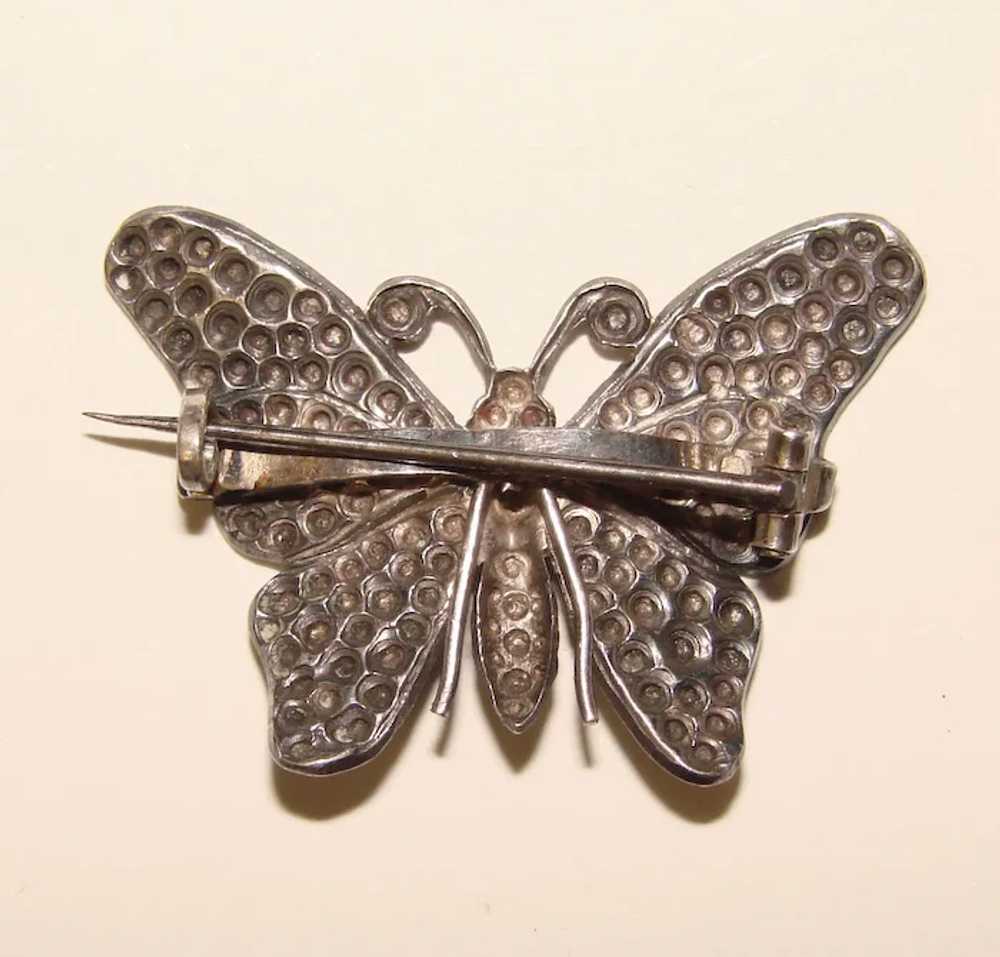 Gorgeous Antique BUTTERFLY Impressed Repousse Bro… - image 2