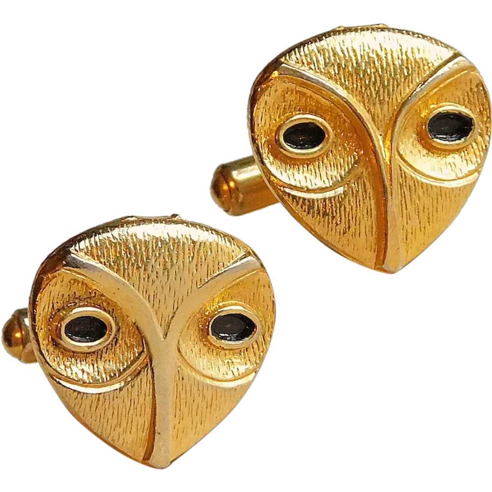 Awesome OWL FACE Vintage Cufflinks - image 1