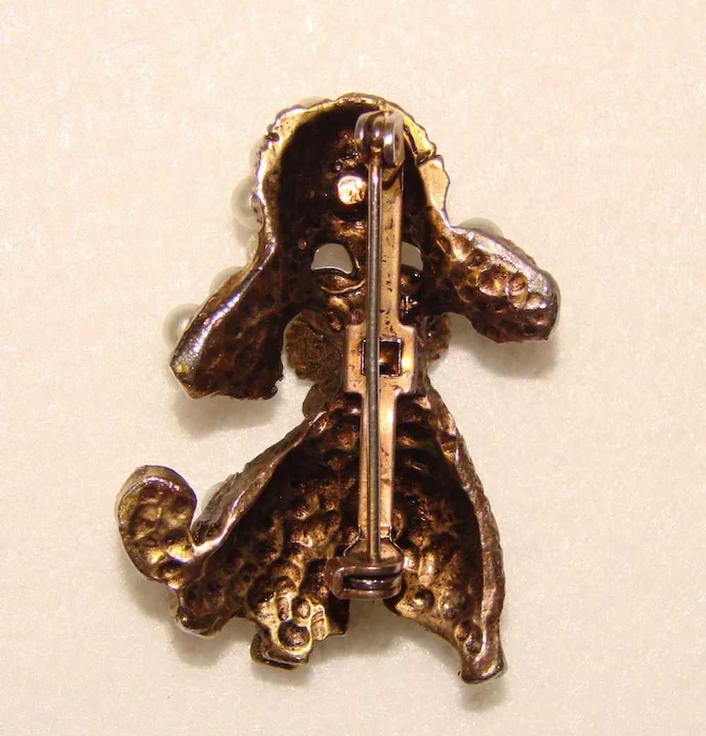 Fun Vintage Faux Pearl DOG Design Brooch - image 2