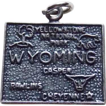 Vintage Sterling Wyoming Estate Charm - State Sou… - image 1