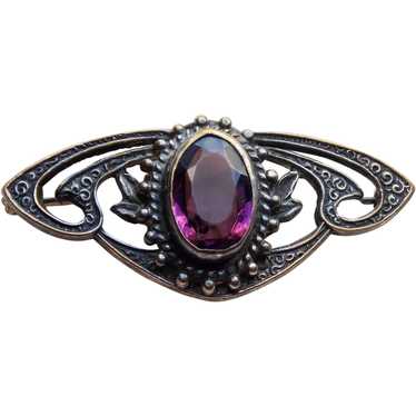 Antique Purple Glass Brooch