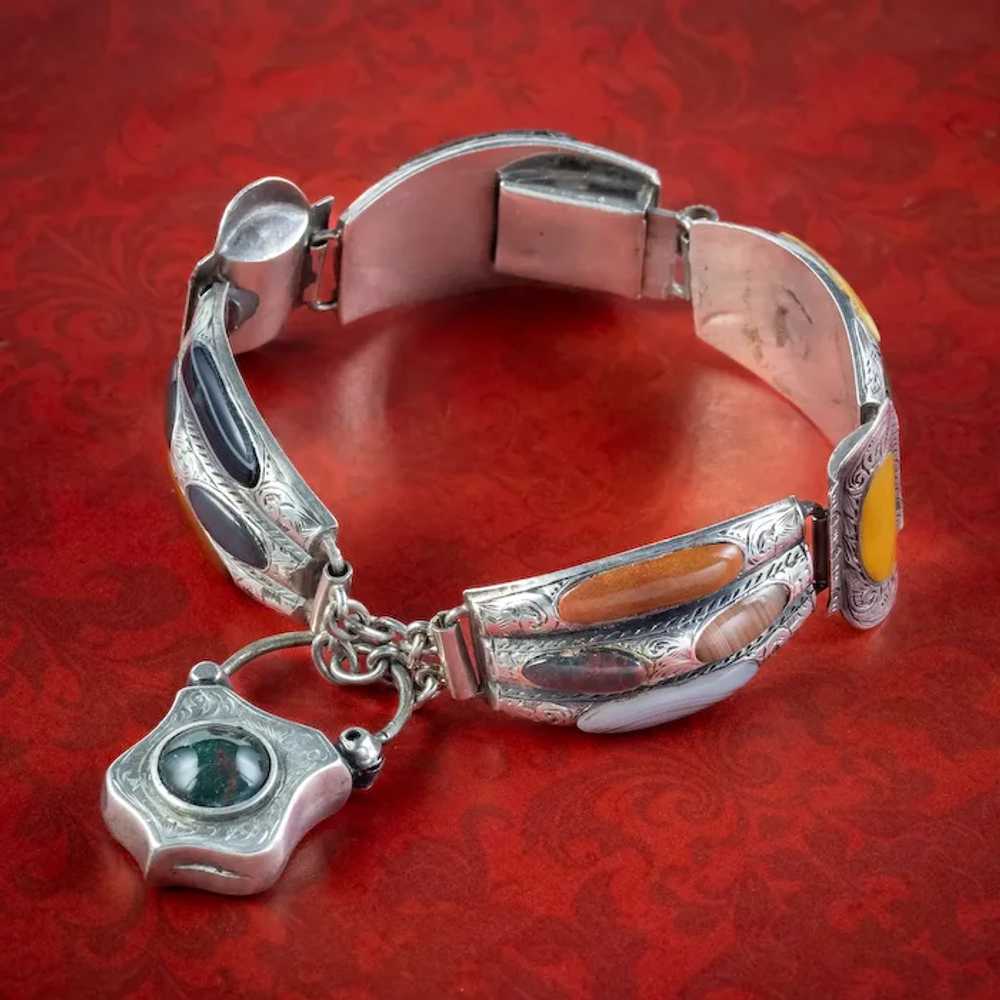 Antique Victorian Scottish Bracelet Agate Padlock… - image 2
