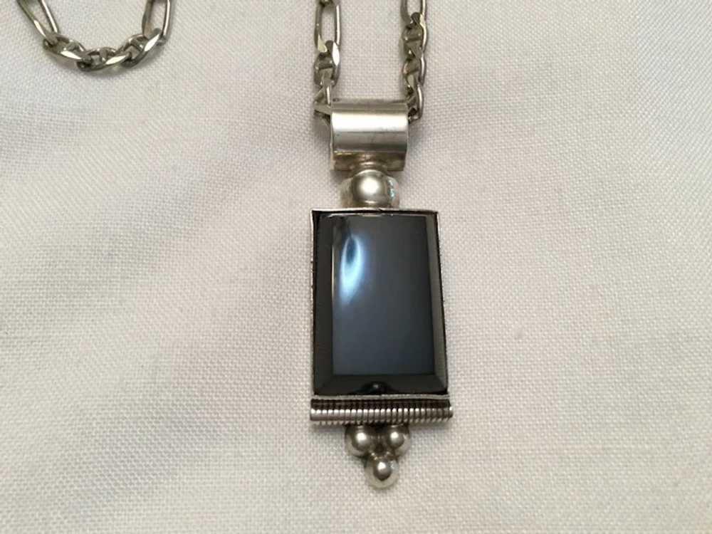 Sterling and Black Onyx Pendant Necklace - image 2