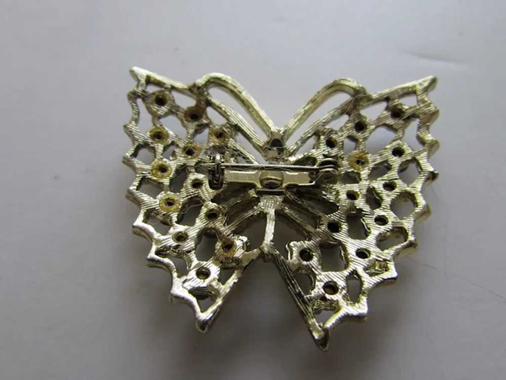 Vintage Butterfly Pin in Silver Tone Sprinkled Wi… - image 6