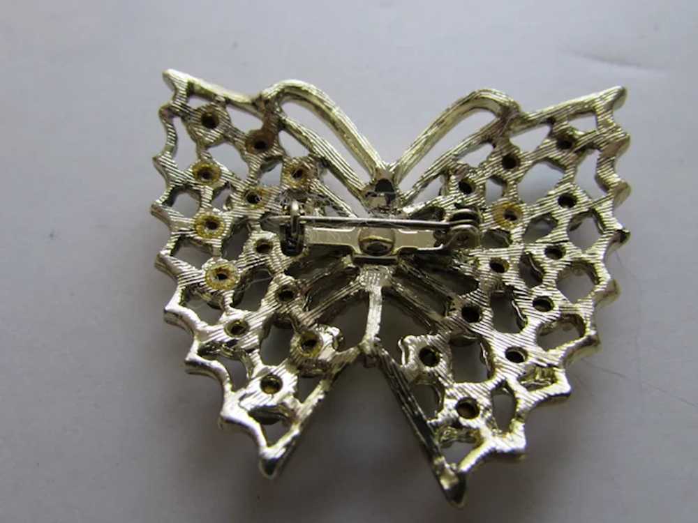 Vintage Butterfly Pin in Silver Tone Sprinkled Wi… - image 7