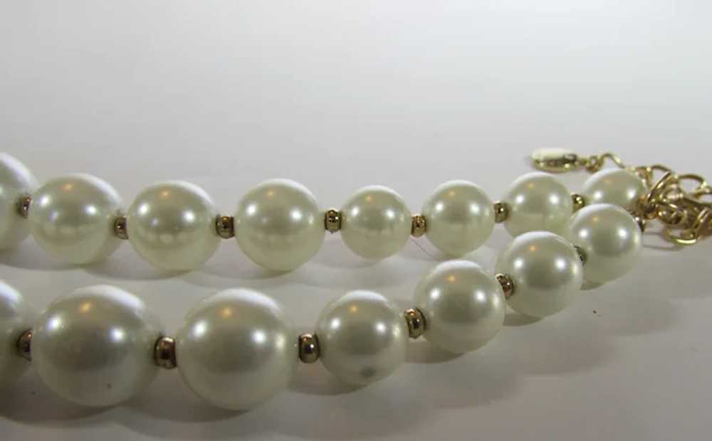 Vintage Signed Glass Faux Pearls with Crystal Acc… - image 12