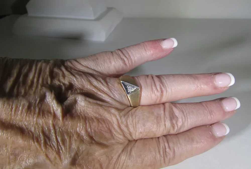 10 Karat Yellow Gold Modernist Diamond Ring - image 10