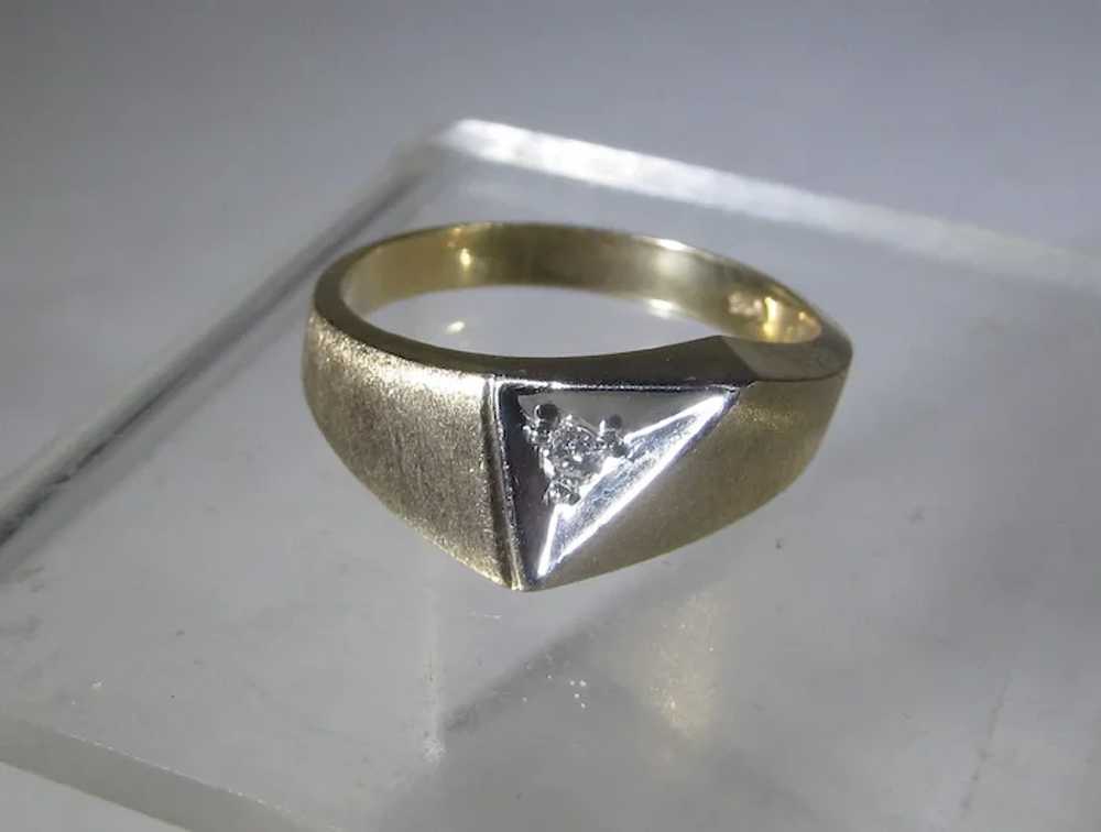 10 Karat Yellow Gold Modernist Diamond Ring - image 2