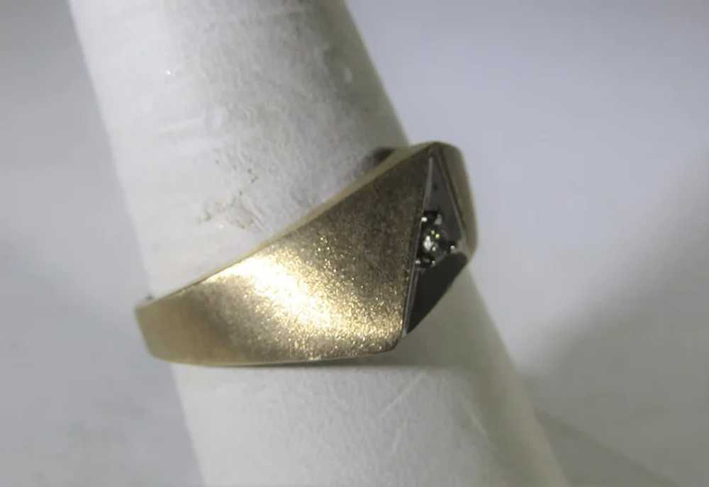 10 Karat Yellow Gold Modernist Diamond Ring - image 4
