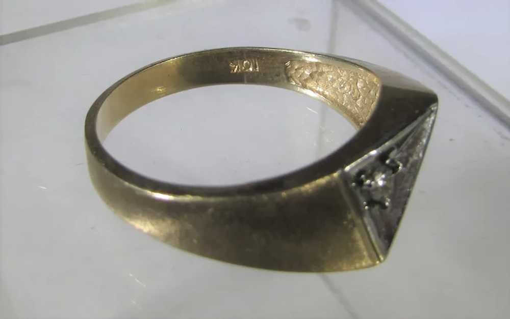10 Karat Yellow Gold Modernist Diamond Ring - image 5