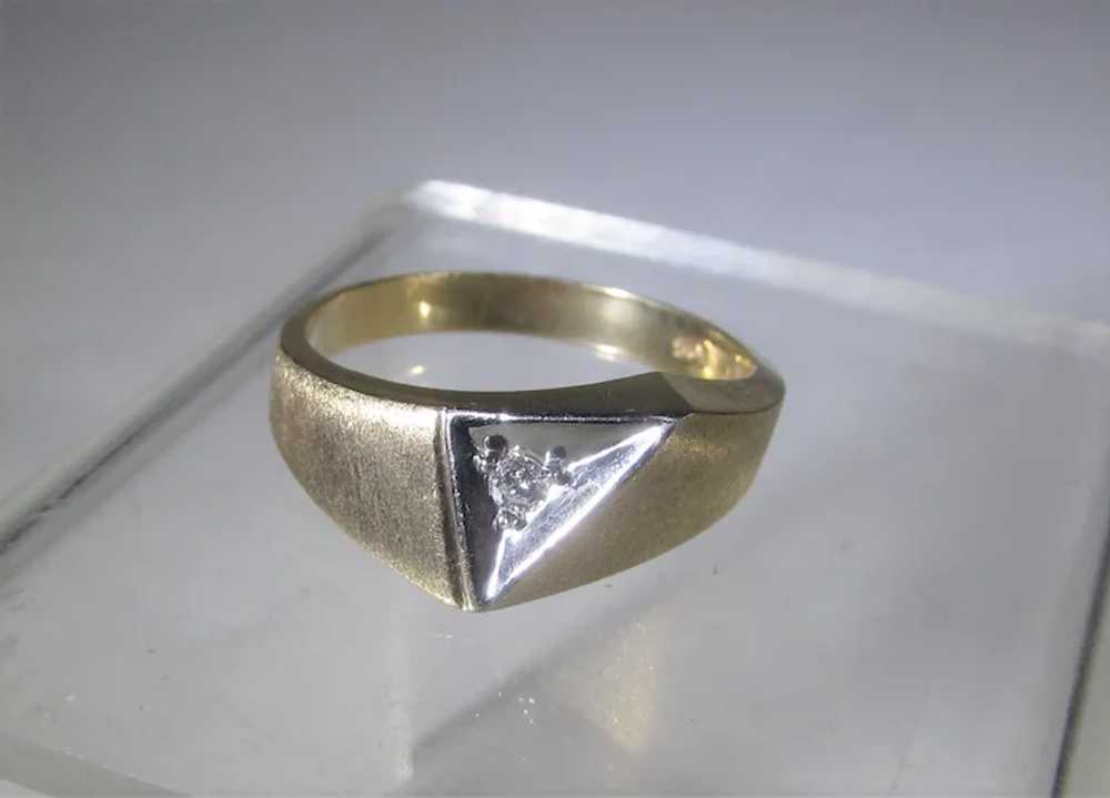 10 Karat Yellow Gold Modernist Diamond Ring - image 6