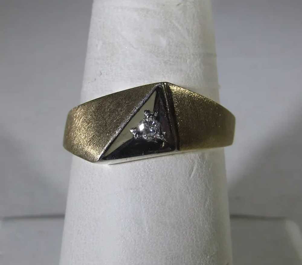 10 Karat Yellow Gold Modernist Diamond Ring - image 7