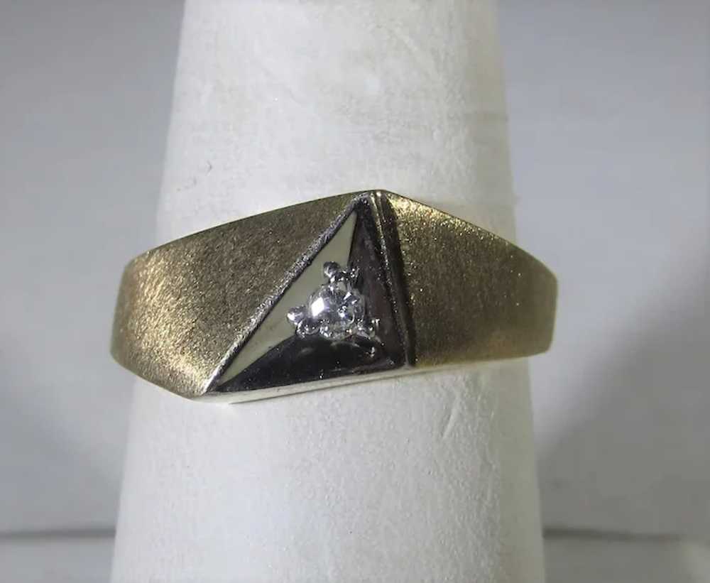 10 Karat Yellow Gold Modernist Diamond Ring - image 9