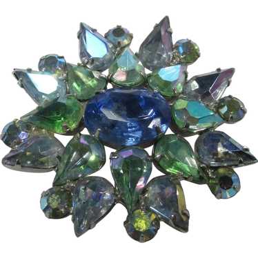 Julianna Pin With Green and Blue Crystals