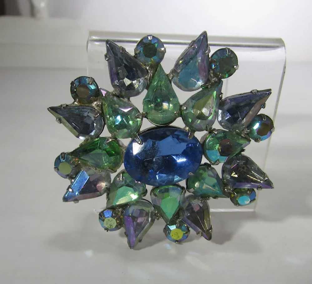 Julianna Pin With Green and Blue Crystals - image 2