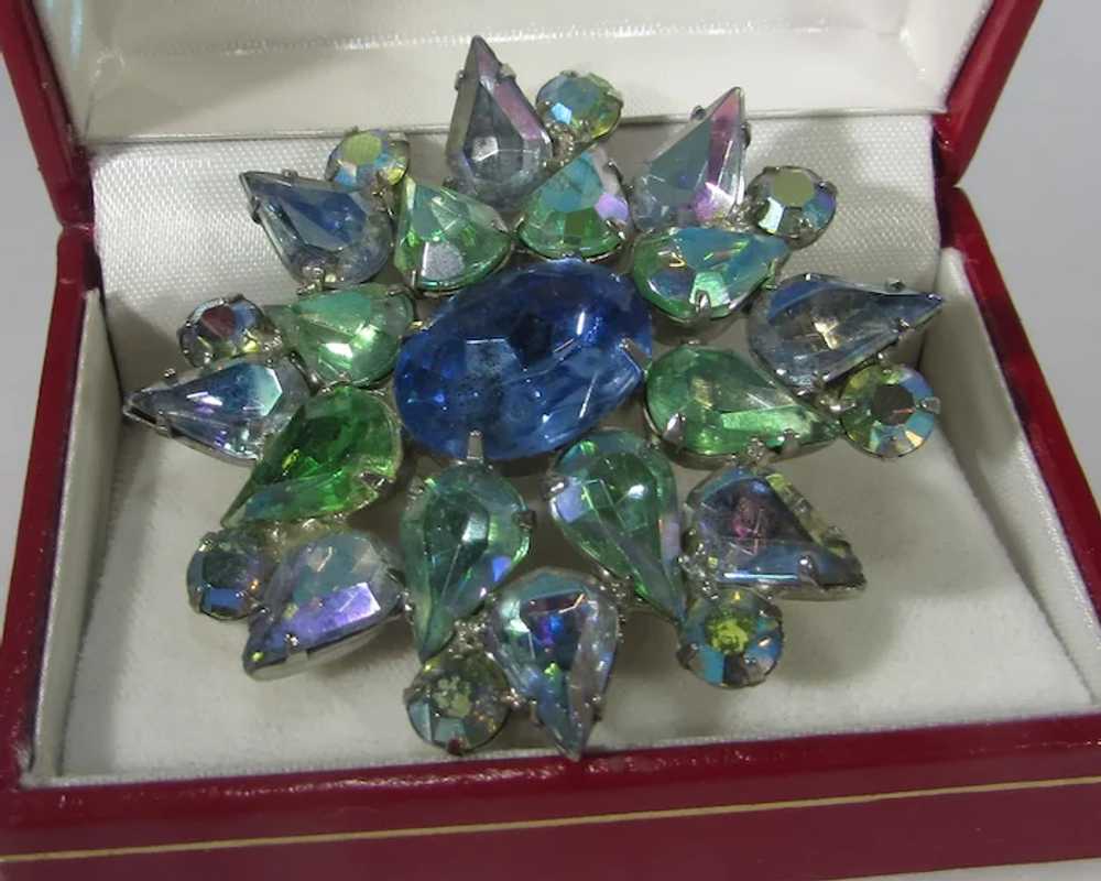 Julianna Pin With Green and Blue Crystals - image 3