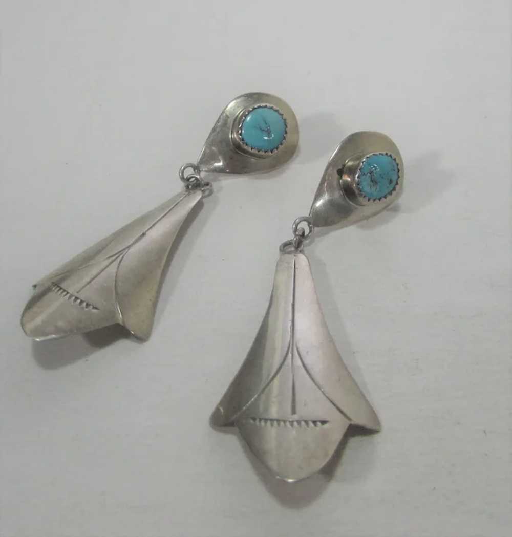 Native American Sterling Silver Turquoise Earrings - image 11