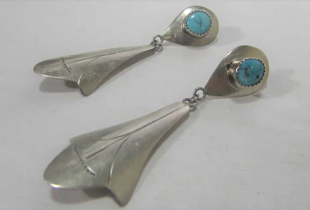 Native American Sterling Silver Turquoise Earrings - image 8
