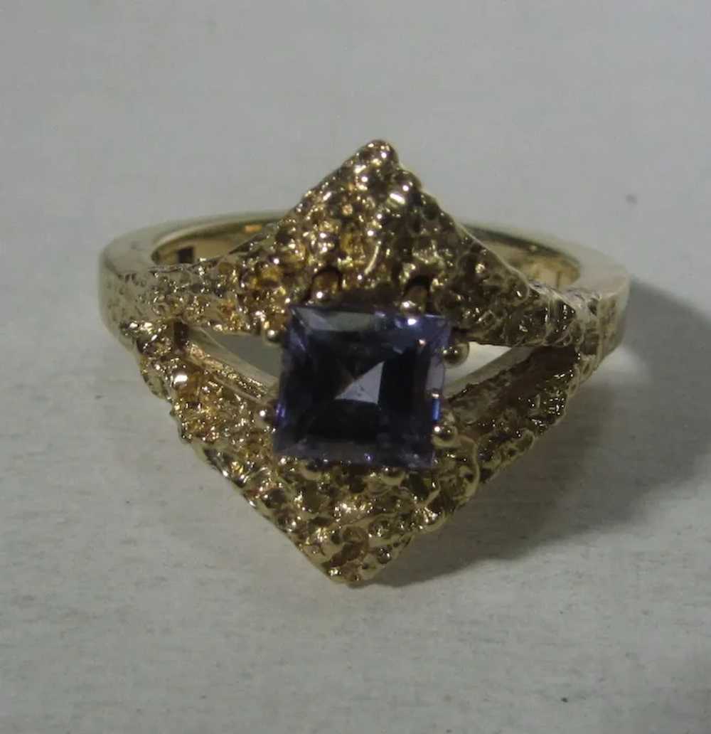 14 Karat Yellow Gold Modernist Ring With Amethyst… - image 11