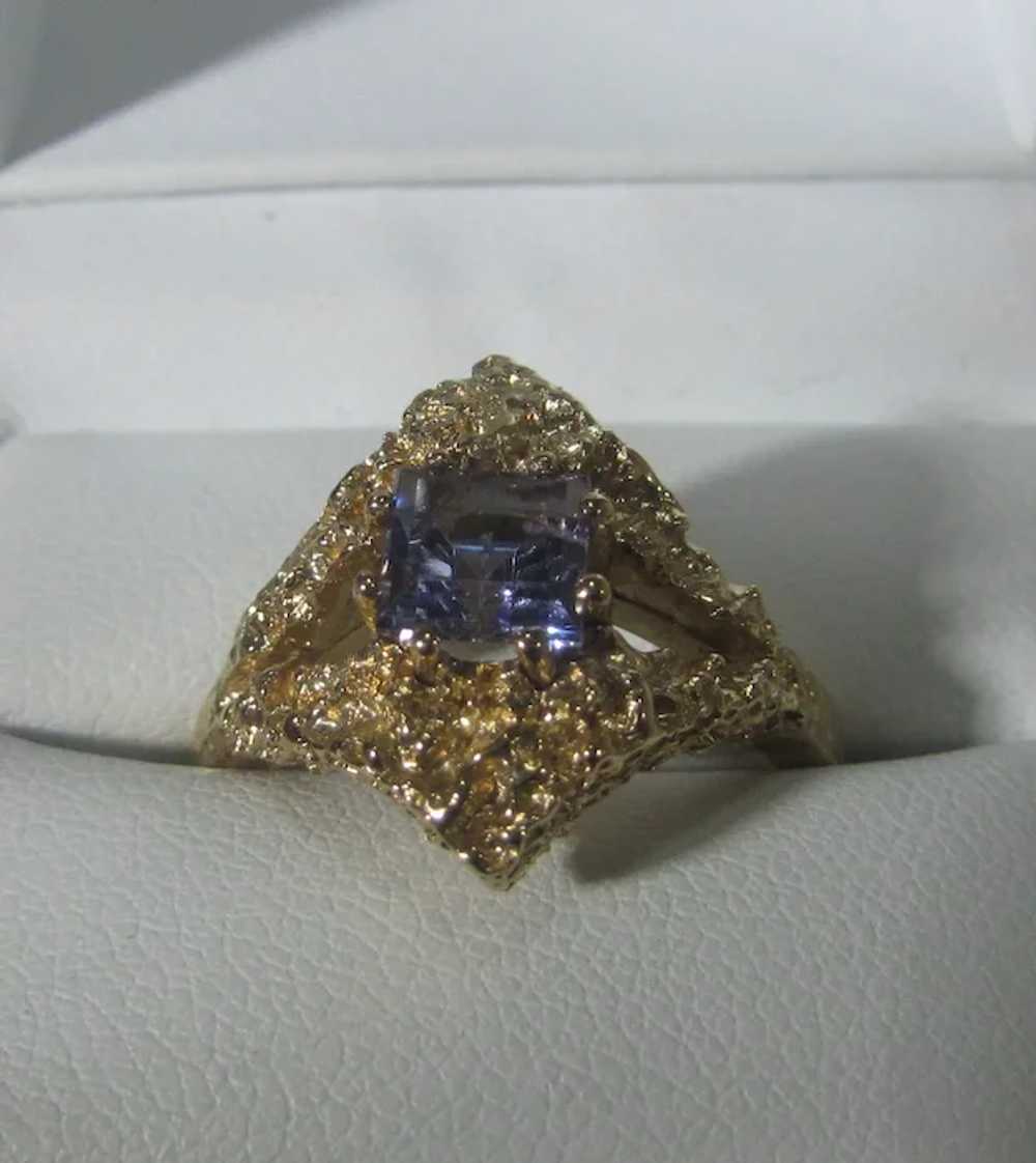 14 Karat Yellow Gold Modernist Ring With Amethyst… - image 3