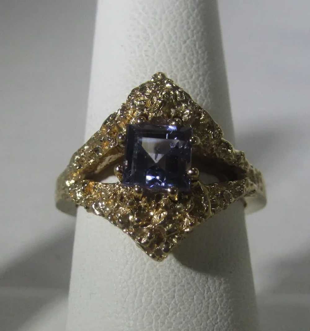 14 Karat Yellow Gold Modernist Ring With Amethyst… - image 4