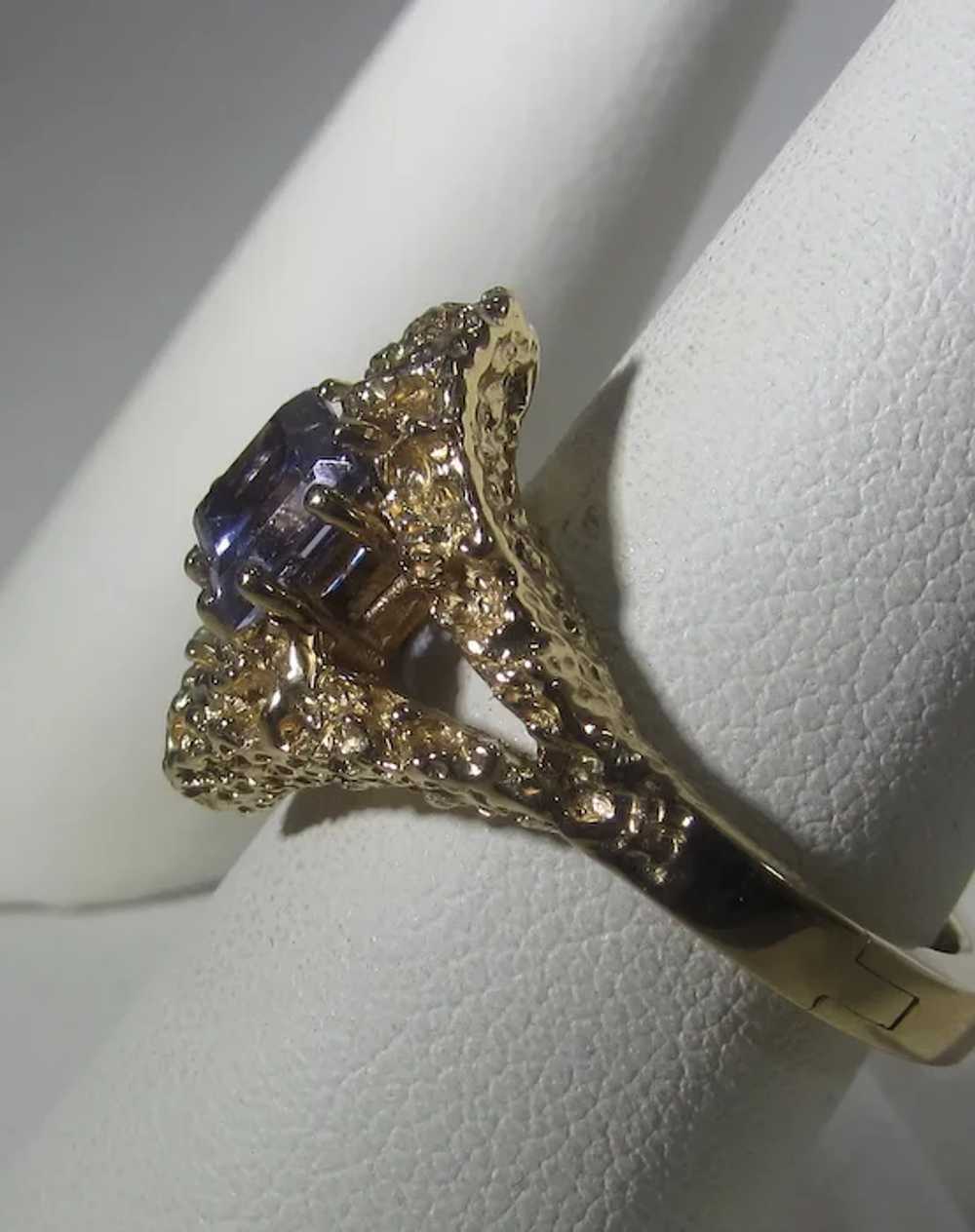 14 Karat Yellow Gold Modernist Ring With Amethyst… - image 5