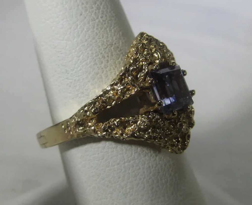 14 Karat Yellow Gold Modernist Ring With Amethyst… - image 6