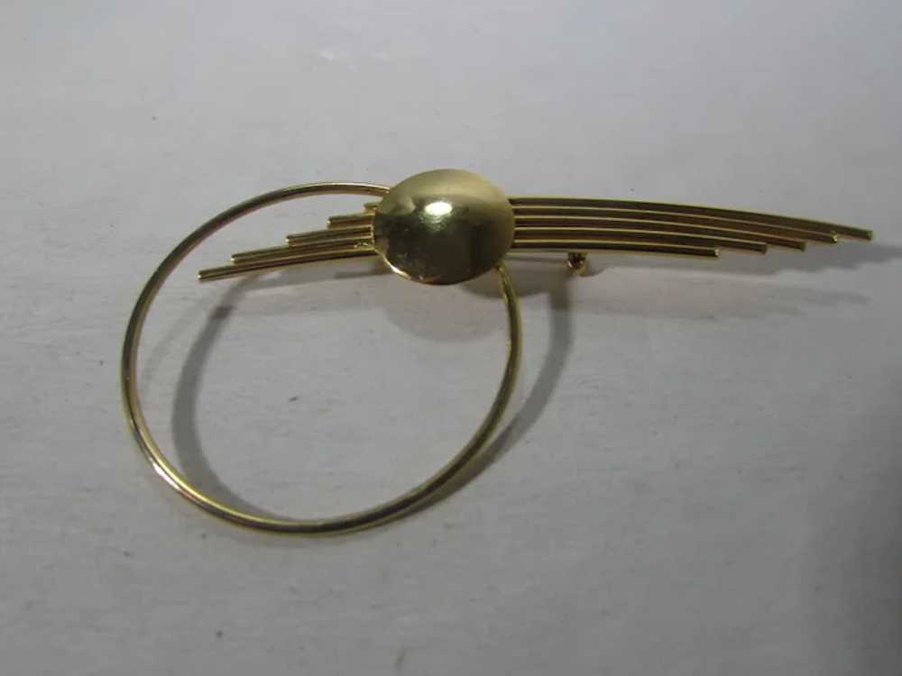 Mid-Century Modern Gold Tone Pin In Futurist Desi… - image 2
