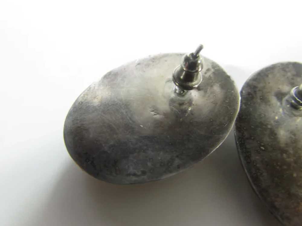 Sterling Silver Puffed Pierced Earrings - image 7