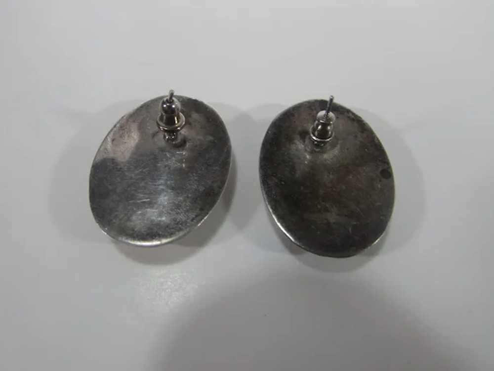 Sterling Silver Puffed Pierced Earrings - image 9