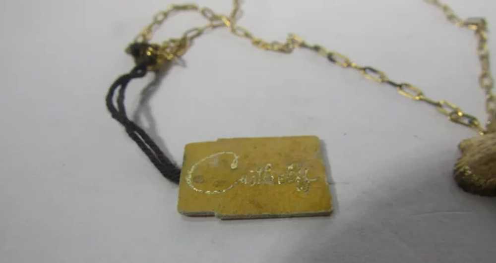Vintage Castlecliff Gold Tone Leaf Pendant Neckla… - image 10