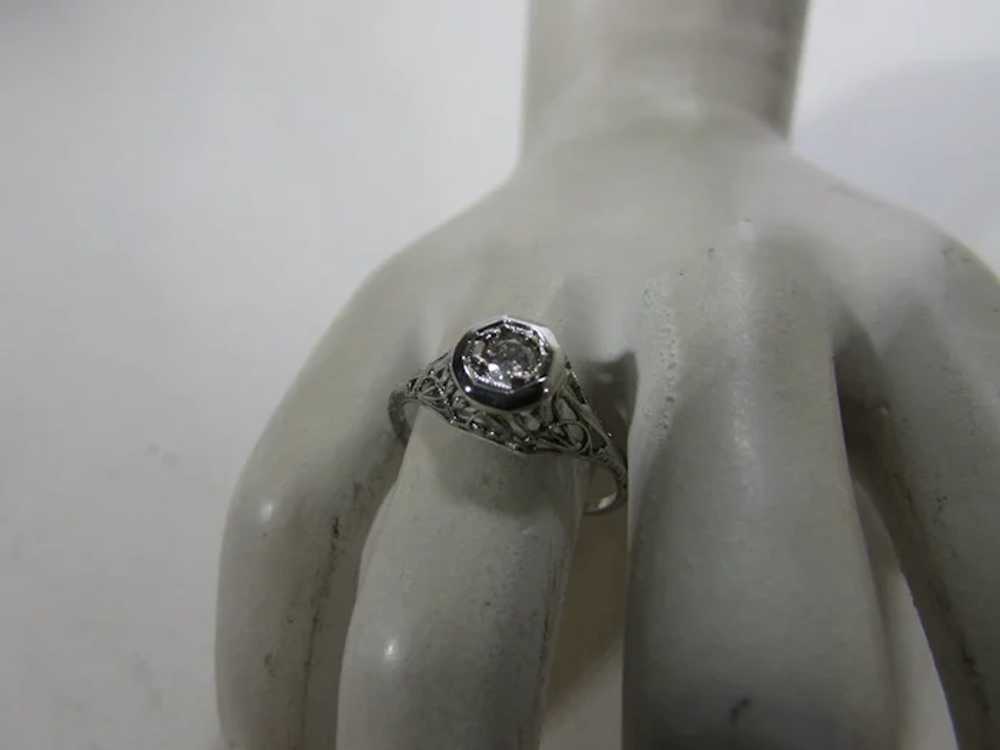 10 Karat White Gold Diamond Solitaire  Filagree R… - image 11