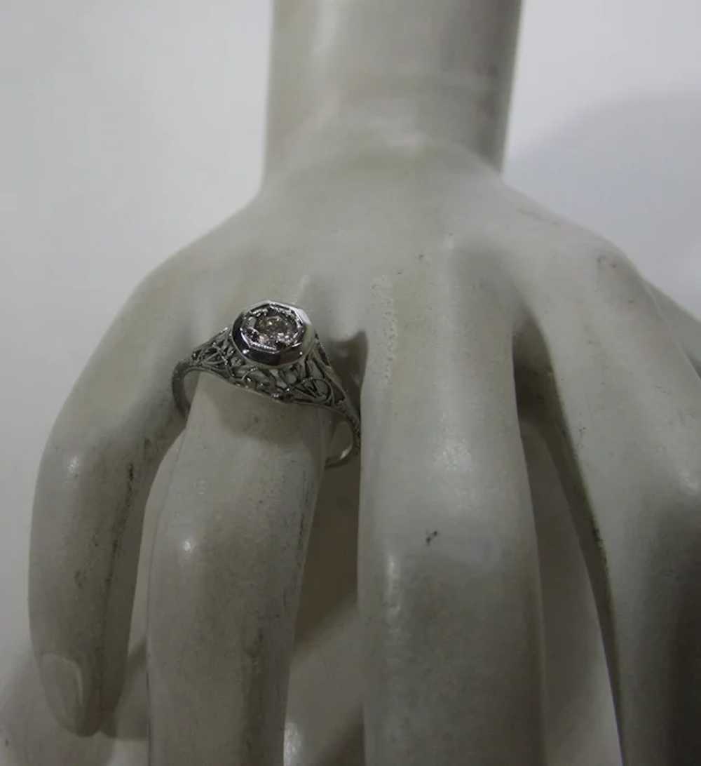 10 Karat White Gold Diamond Solitaire  Filagree R… - image 7