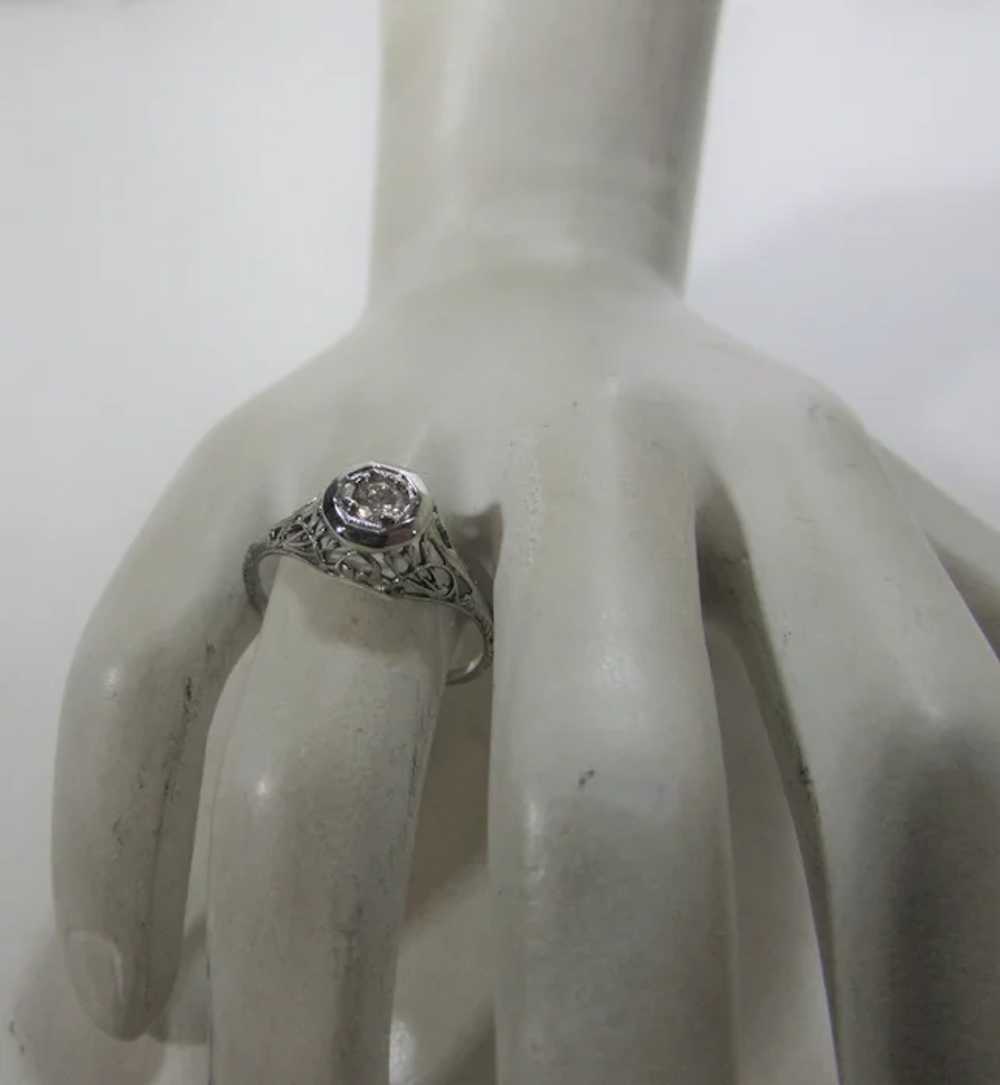 10 Karat White Gold Diamond Solitaire  Filagree R… - image 9