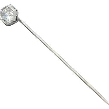 Art Deco 14K White Gold Limestone Stick Pin - image 1