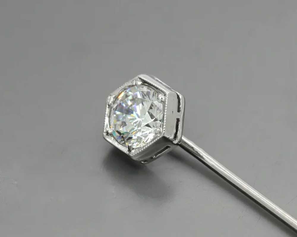 Art Deco 14K White Gold Limestone Stick Pin - image 2