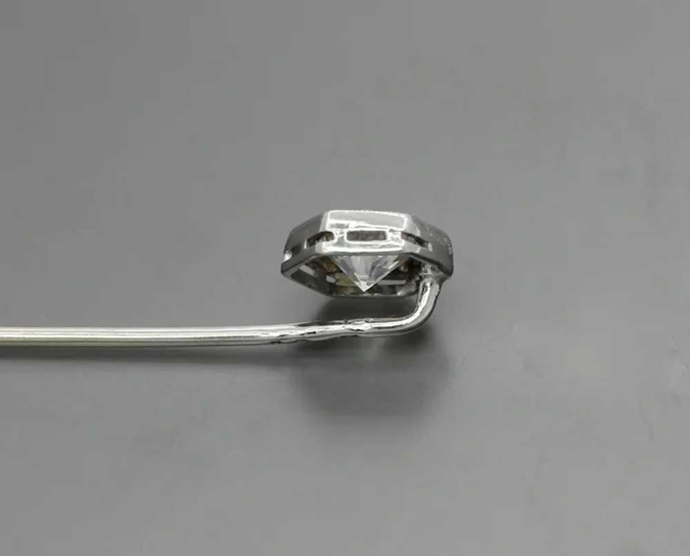 Art Deco 14K White Gold Limestone Stick Pin - image 5