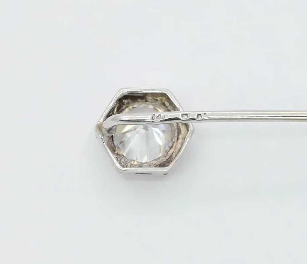 Art Deco 14K White Gold Limestone Stick Pin - image 6