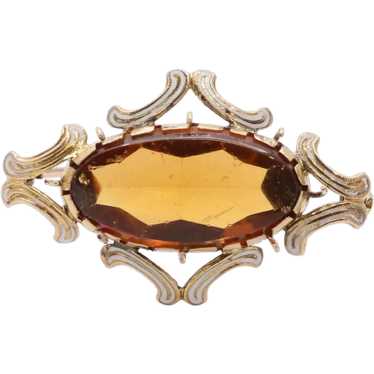 Victorian Edwardian Citrine White Enamel 14K Yell… - image 1